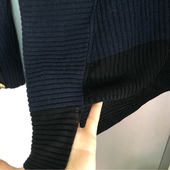 Rag & Bone Ribbed 100% Extra Fine Merino Wool Gold Button Sweater Top - 2XS - Picture 10 of 12